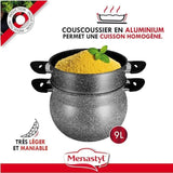 Couscoussier - MENASTYL - 6020033 - En aluminium effet marbre - 9 litres - Tous feux dont induction