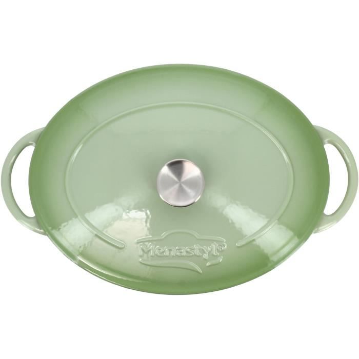 Cocotte - MENASTYL - 6020072 - Ronde - En fonte acier émaillé - Vert - 6,5 litres