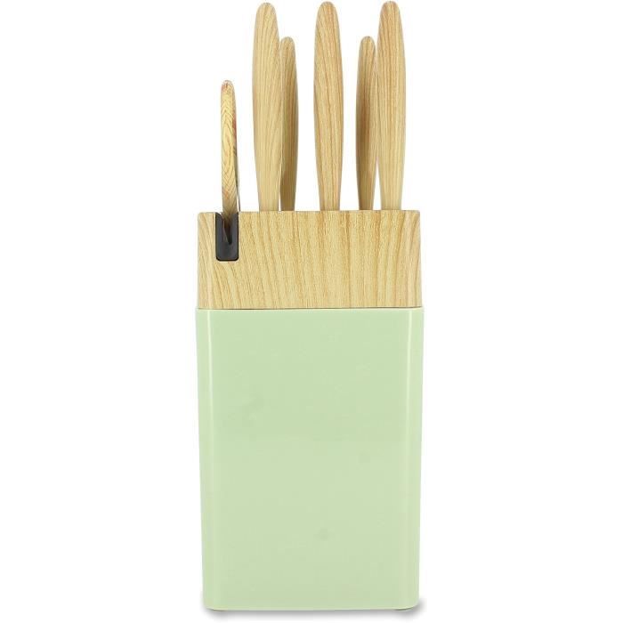 Bloc de couteaux 6 pieces - MENASTYL - 5041060 - Lame céramique - En polypropylene - Céladon