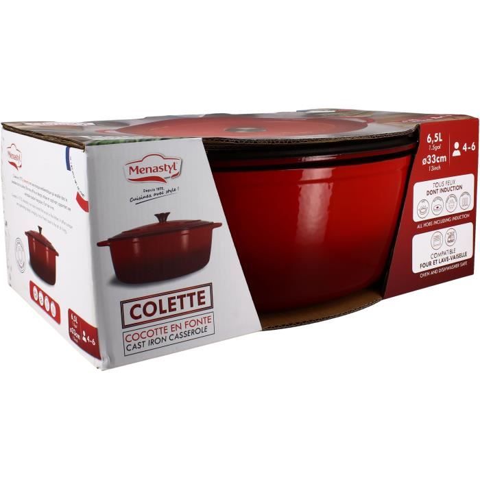 Cocotte - MENASTYL - 6020103 - Ovale - En fonte acier émaillé - Rouge - 9 litres