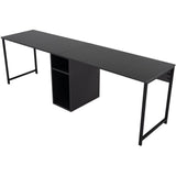 Bureau d'étude moderne avec pieds en métal - TWIN - Anthracite / Noir - 240 x 74 x 60 cm