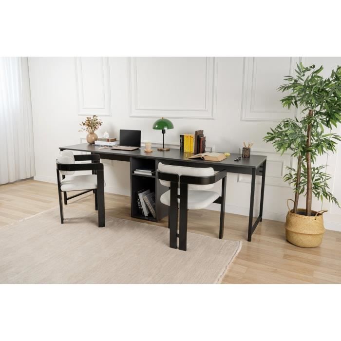 Bureau d'étude moderne avec pieds en métal - TWIN - Anthracite / Noir - 240 x 74 x 60 cm