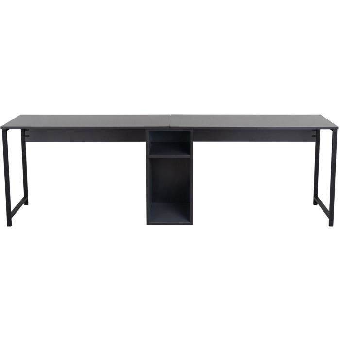 Bureau d'étude moderne avec pieds en métal - TWIN - Anthracite / Noir - 240 x 74 x 60 cm