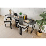 Bureau d'étude moderne avec pieds en métal - TWIN - Anthracite / Noir - 240 x 74 x 60 cm