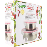 Lot de 2 boîtes hermétiques avec couvercle - MENASTYL - 5040178 - En acier inoxydable - Ronde - 15 et 20 cm - Compatibles micro-onde