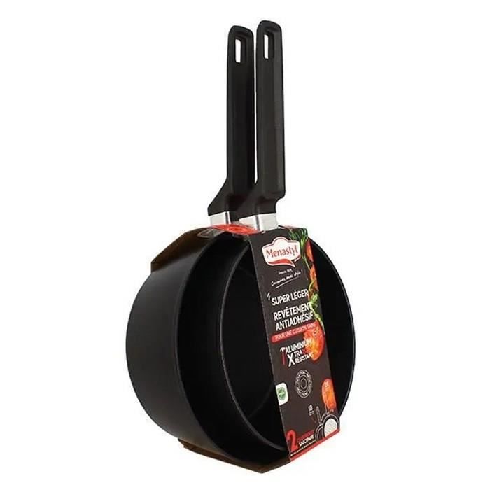 Set de 2 casseroles - MENASTYL - 6020298 - Aluminium - 18 et 20 cm - Tous feux dont induction