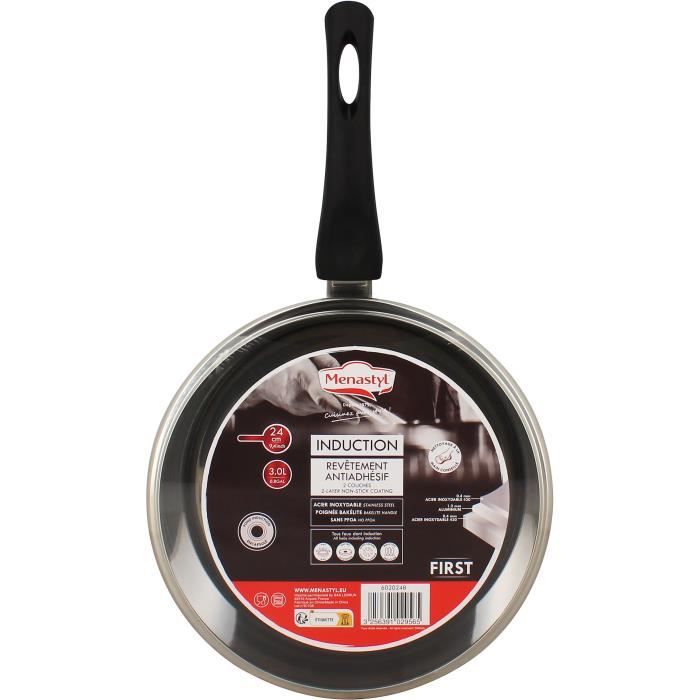 Sauteuse - MENASTYL - 6020248 - En acier inoxydable - 24 cm - Tous feux dont induction