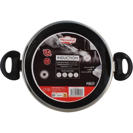 Faitout - MENASTYL - 6020256 - En acier inoxydable - 24 cm - Tous feux dont induction
