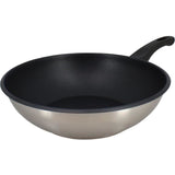 Wok - MENASTYL - 6020252 - En acier inoxydable - 28 cm - Tous feux dont induction