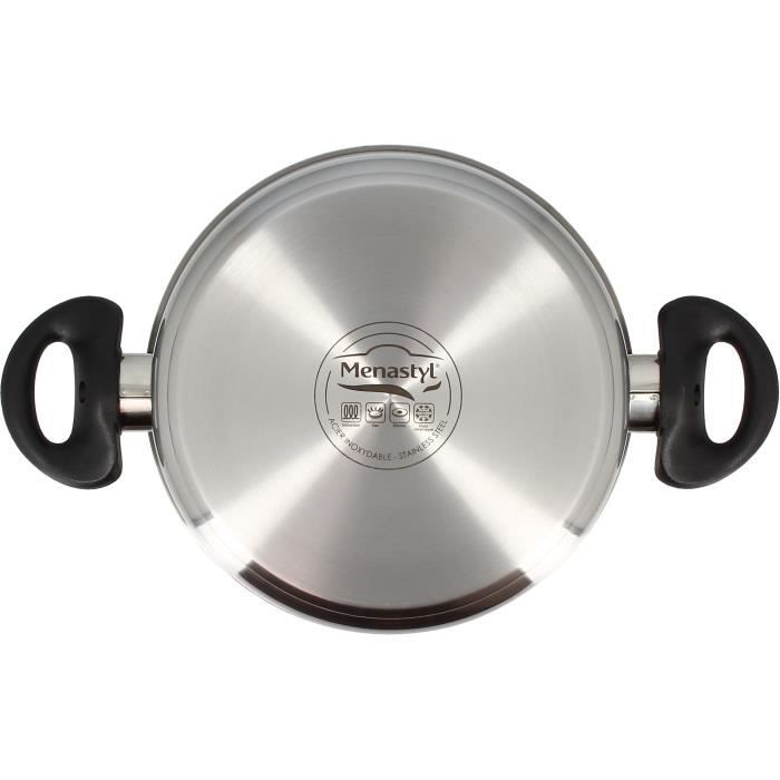 Faitout - MENASTYL - 6020255 - En acier inoxydable - 20 cm - Tous feux dont induction