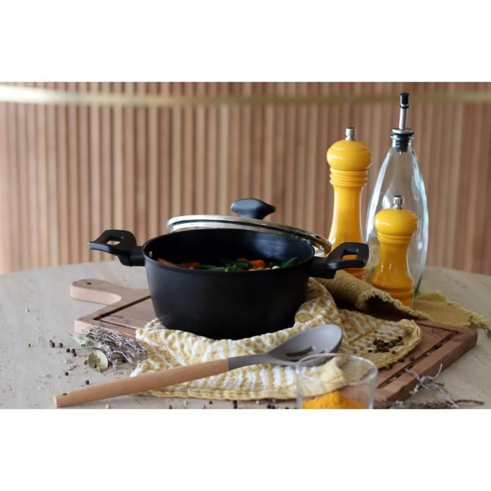 Faitout - MENASTYL - 6020646 - En alumimium forgé - 20 cm - Noir - Tous feux dont induction