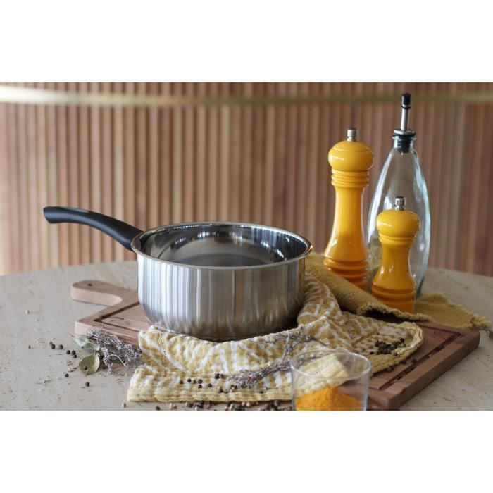 Casserole - MENASTYL - 6020242 - En acier inoxydable - 18 cm - Tous feux dont induction
