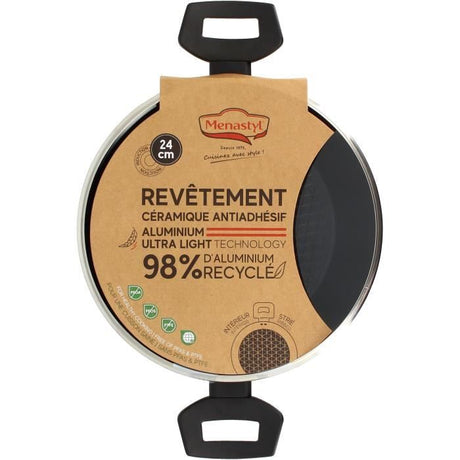 Faitout - MENASTYL - 6020647 - En alumimium forgé - 24 cm - Noir - Tous feux dont induction