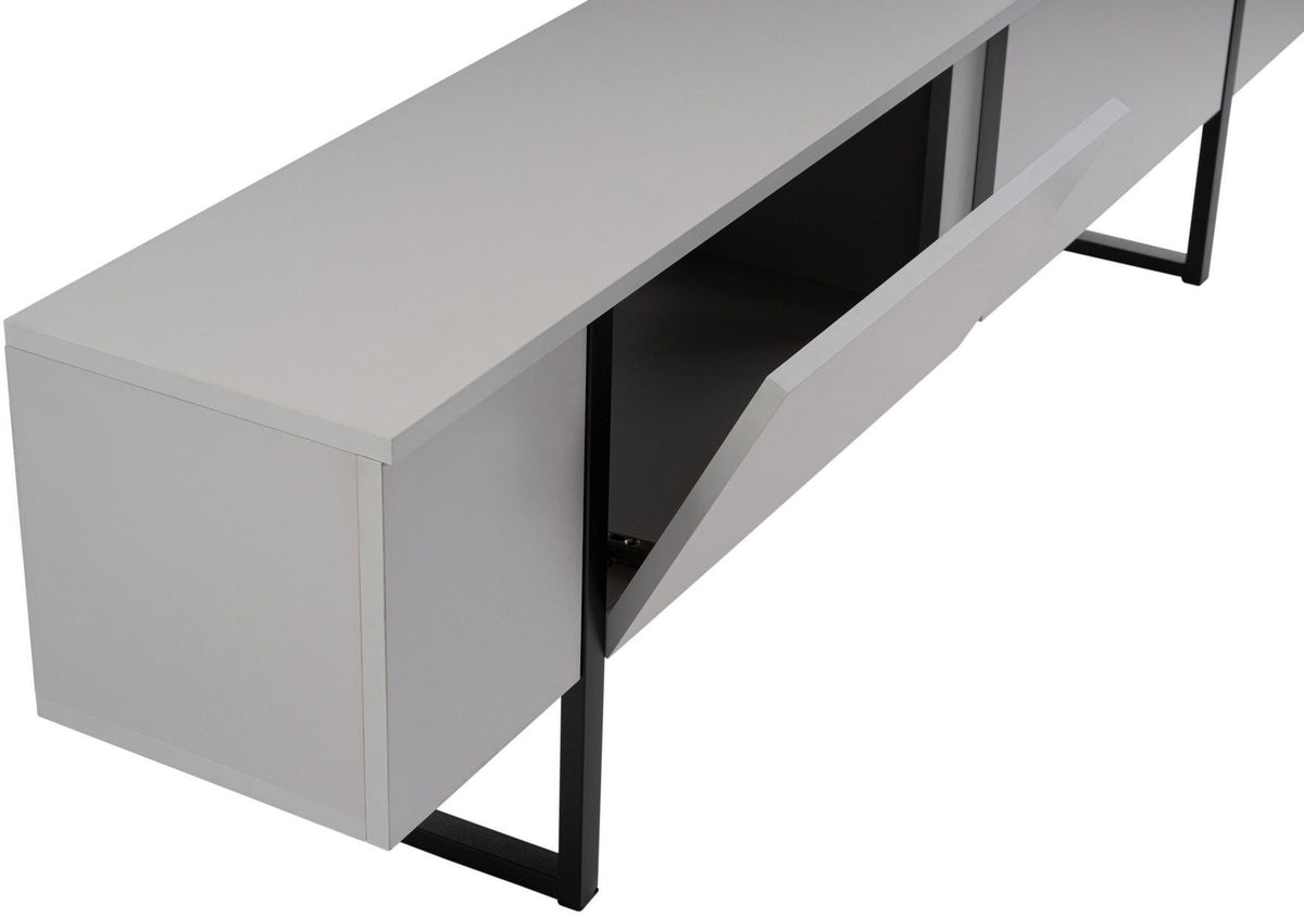 Meuble TV - SERENITY - Gris / Noir - 180 x 50 x 30 cm
