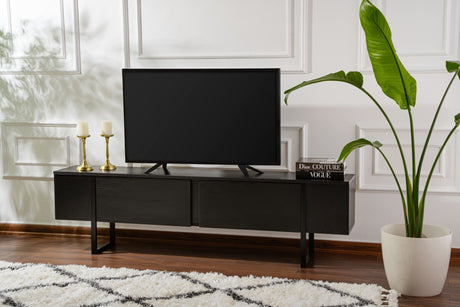 Meuble TV - SERENITY - Noir - 180 x 50 x 30 cm