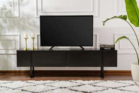 Meuble TV - SERENITY - Noir - 180 x 50 x 30 cm