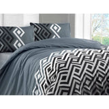 Parure de lit - 1 housse de couette 220 x 240 cm + 2 taies d'oreiller 60 x 60 cm - 65% coton, 35% polyester - Gris
