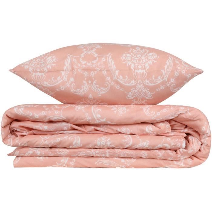 Parure de lit - 1 housse de couette 220 x 240 cm + 2 taies d'oreiller 60 x 60 cm - 65% coton, 35% polyester - Poudre