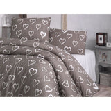 Parure de lit - 1 housse de couette 220 x 240 cm + 2 taies d'oreiller 60 x 60 cm - 65% coton, 35% polyester - Brun