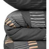 Parure de lit - 1 housse de couette 220x240 cm + 2 taies d'oreiller 60x60 cm - 65% coton, 35% polyester - Anthracite
