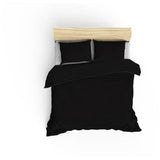 Parure de lit - 1 housse de couette 220 x 240 cm + 2 taies d'oreiller 60 x 60 cm - Satiné 100% coton - Noir