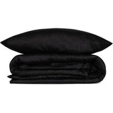 Parure de lit - 1 housse de couette 220 x 240 cm + 2 taies d'oreiller 60 x 60 cm - Satiné 100% coton - Noir
