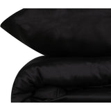 Parure de lit - 1 housse de couette 220 x 240 cm + 2 taies d'oreiller 60 x 60 cm - Satiné 100% coton - Noir