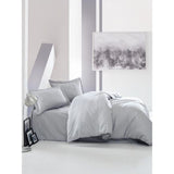 Parure de lit - 1 housse de couette 220 x 240 cm + 2 taies d'oreiller 60 x 60 cm - Satiné 100% coton - Gris