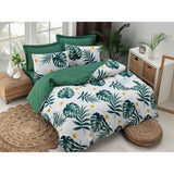Parure de lit - 1 housse de couette 220 x 240 cm + 2 taies d'oreiller 60 x 60 cm - 65% coton, 35% polyester - Vert