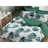 Parure de lit - 1 housse de couette 220 x 240 cm + 2 taies d'oreiller 60 x 60 cm - 65% coton, 35% polyester - Vert