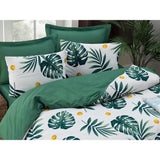 Parure de lit - 1 housse de couette 220 x 240 cm + 2 taies d'oreiller 60 x 60 cm - 65% coton, 35% polyester - Vert