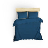 Parure de lit - 1 housse de couette 220 x 240 cm + 2 taies d'oreiller 60 x 60 cm - Satiné 100% coton - Bleu