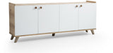 Buffet scandinave - SUMER - 4 portes - 180 x 78 x 41 cm - Chene / Blanc