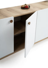 Buffet scandinave - SUMER - 4 portes - 180 x 78 x 41 cm - Chene / Blanc