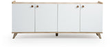 Buffet scandinave - SUMER - 4 portes - 180 x 78 x 41 cm - Chene / Blanc
