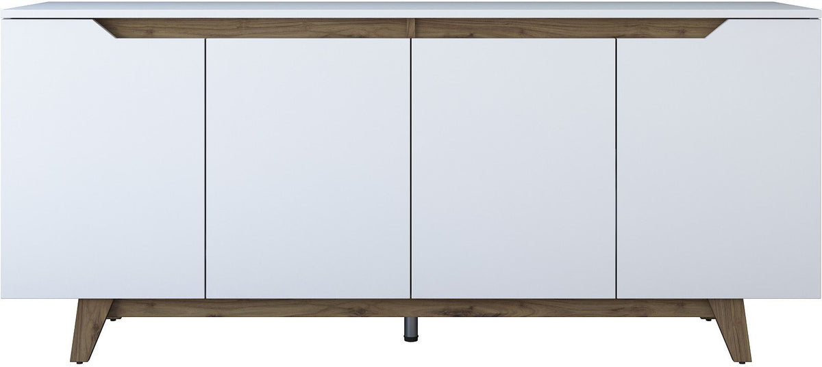 Buffet - GD102 - 4 portes - 180 x 79 x 45 cm - Blanc / Noyer