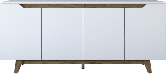 Buffet - GD102 - 4 portes - 180 x 79 x 45 cm - Blanc / Noyer