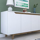 Buffet - GD102 - 4 portes - 180 x 79 x 45 cm - Blanc / Noyer