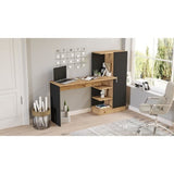 Bureau d'étude moderne - CT2 - Pin atlantique / Noir - 152,3 x 95 x 50 cm