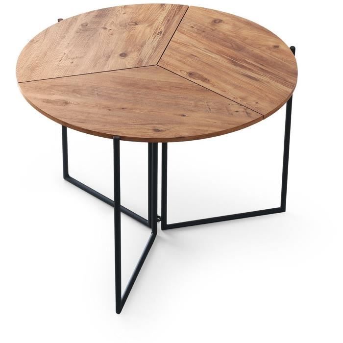 Table a manger - YAPRAK - Pin Atlantique - Ronde - 4 personnes - 100 x 100 x 72 cm
