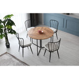 Table a manger - YAPRAK - Pin Atlantique - Ronde - 4 personnes - 100 x 100 x 72 cm