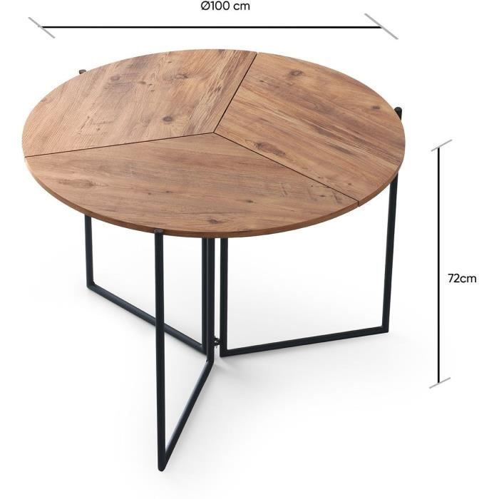 Table a manger - YAPRAK - Pin Atlantique - Ronde - 4 personnes - 100 x 100 x 72 cm