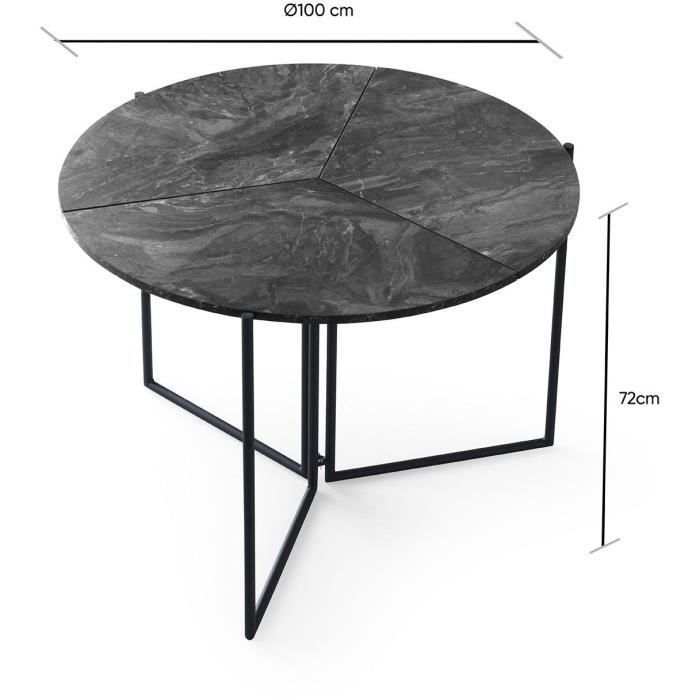 Table a manger pliable - YAPRAK - Anthracite - Ronde - 4 personnes - 100 x 100 x 72 cm