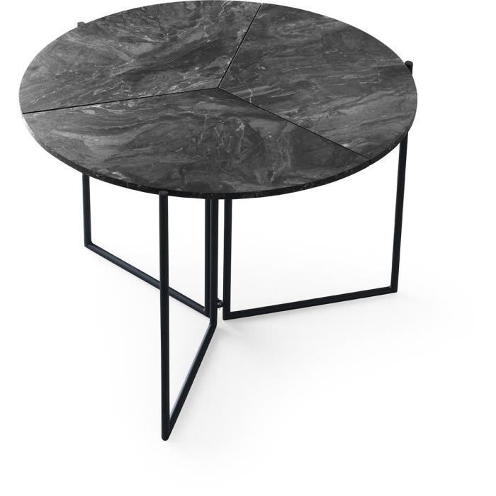 Table a manger pliable - YAPRAK - Anthracite - Ronde - 4 personnes - 100 x 100 x 72 cm