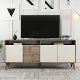 Buffet - MILAN - 4 portes - 180 x 78 x 35 cm - Noyer / Creme