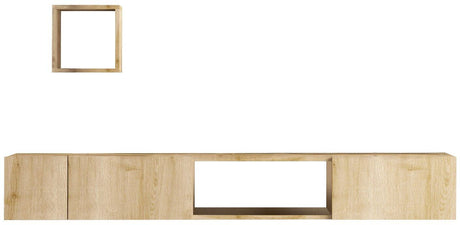 Meuble TV et étagere murale - AVIOR - Chene Saphir - 180 x 25 x 32 cm