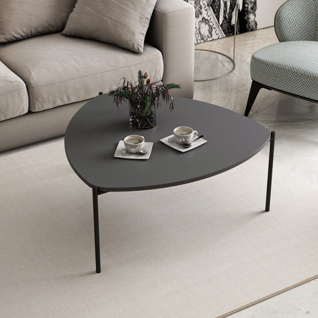 Table basse - LENNY - Ovale - Métal - Anthracite - 90 x 40 x 89 cm