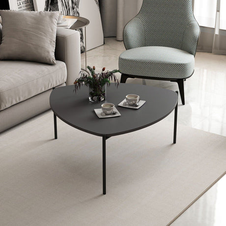 Table basse - LENNY - Ovale - Métal - Anthracite - 90 x 40 x 89 cm