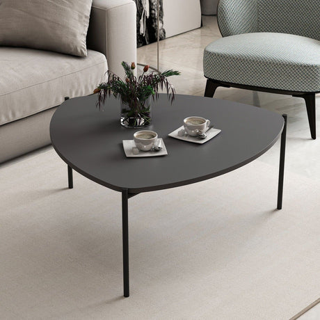 Table basse - LENNY - Ovale - Métal - Anthracite - 90 x 40 x 89 cm