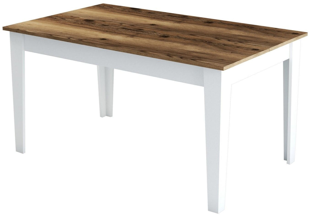 Table a manger - MILAN - Rectangulaire - 4 personnes - 145 x 75 x 88 cm - Noyer / Blanc